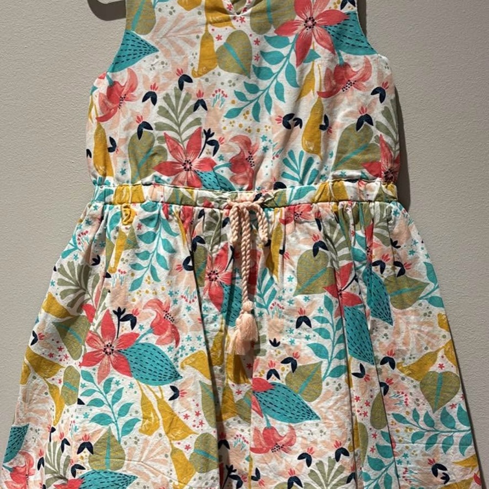 Floral Sleeveless Dress with Rope Belt